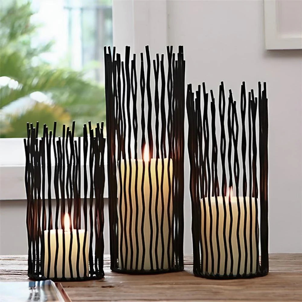 Stylish Boho-Inspired Black Iron Candle Holder