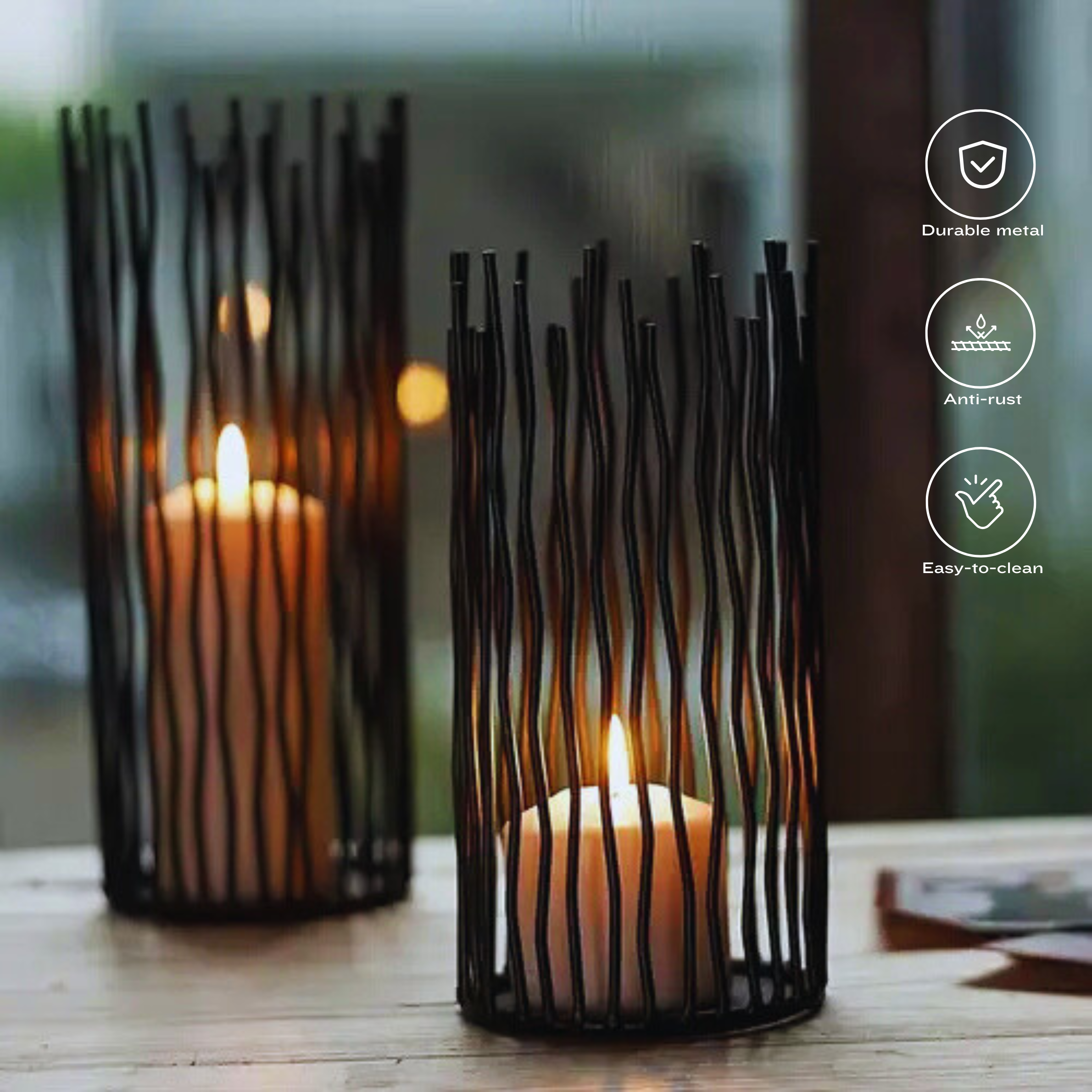 Stylish Boho-Inspired Black Iron Candle Holder