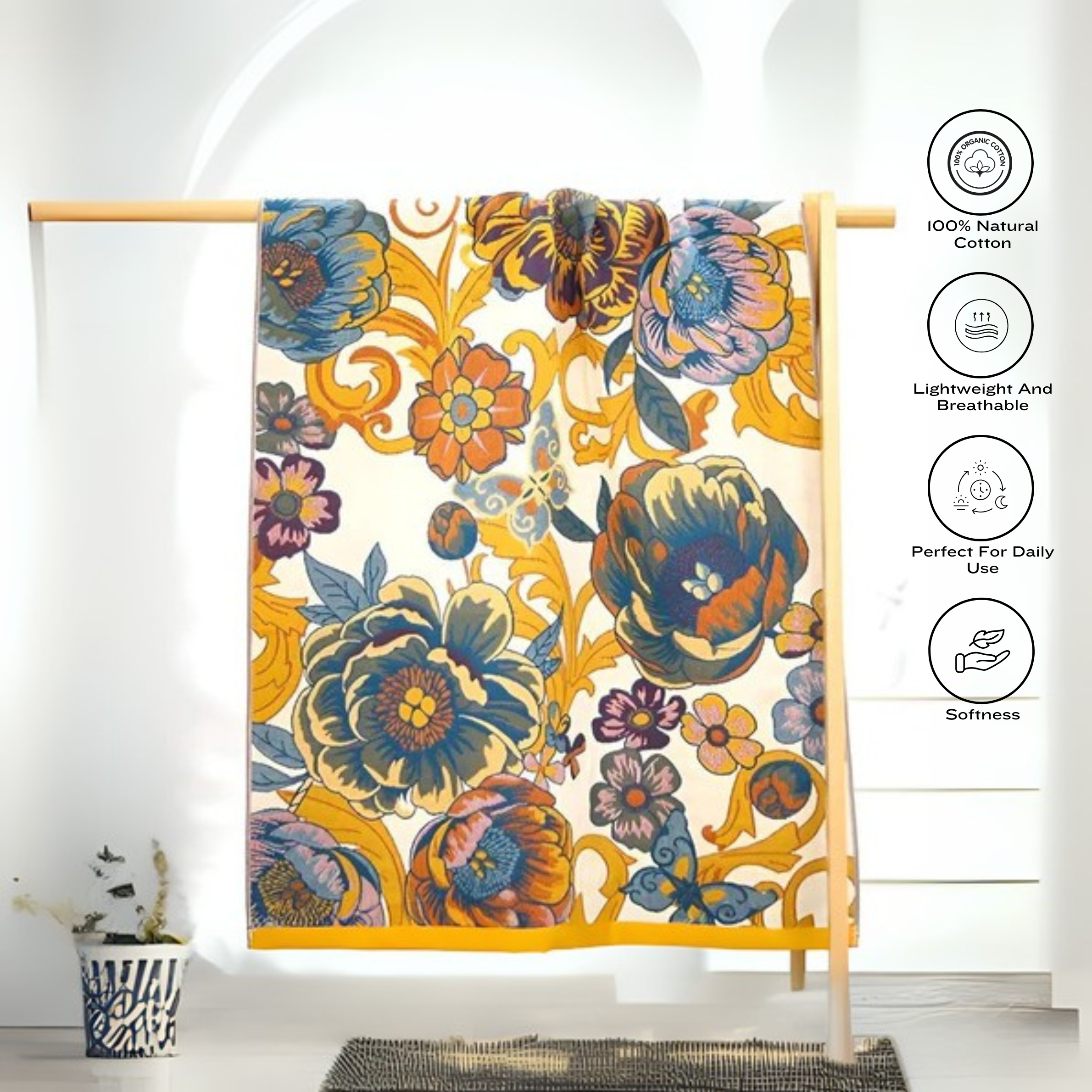 Floral Charm Reversible Bath Towel