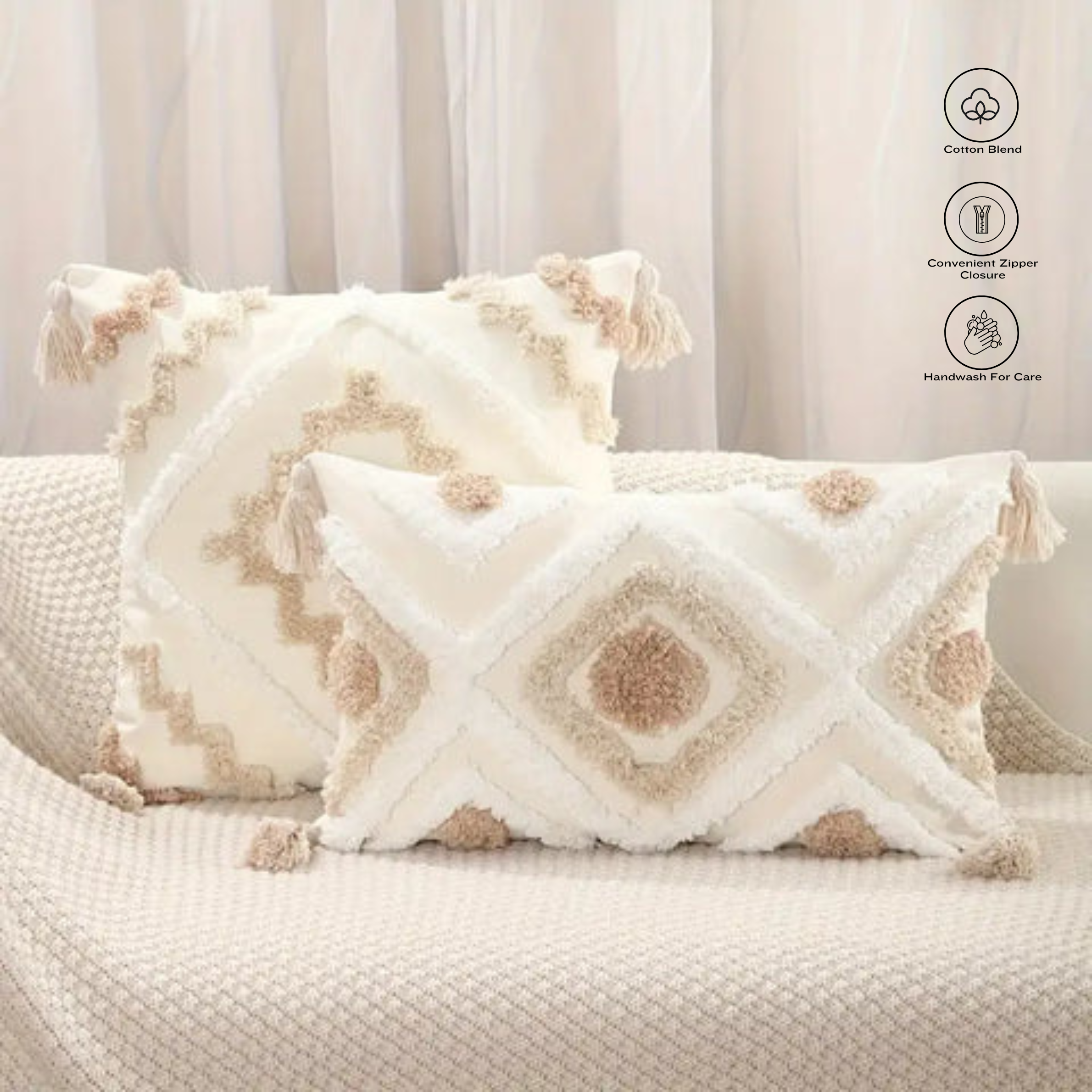 Boho Chic Tufted Throw Pillow