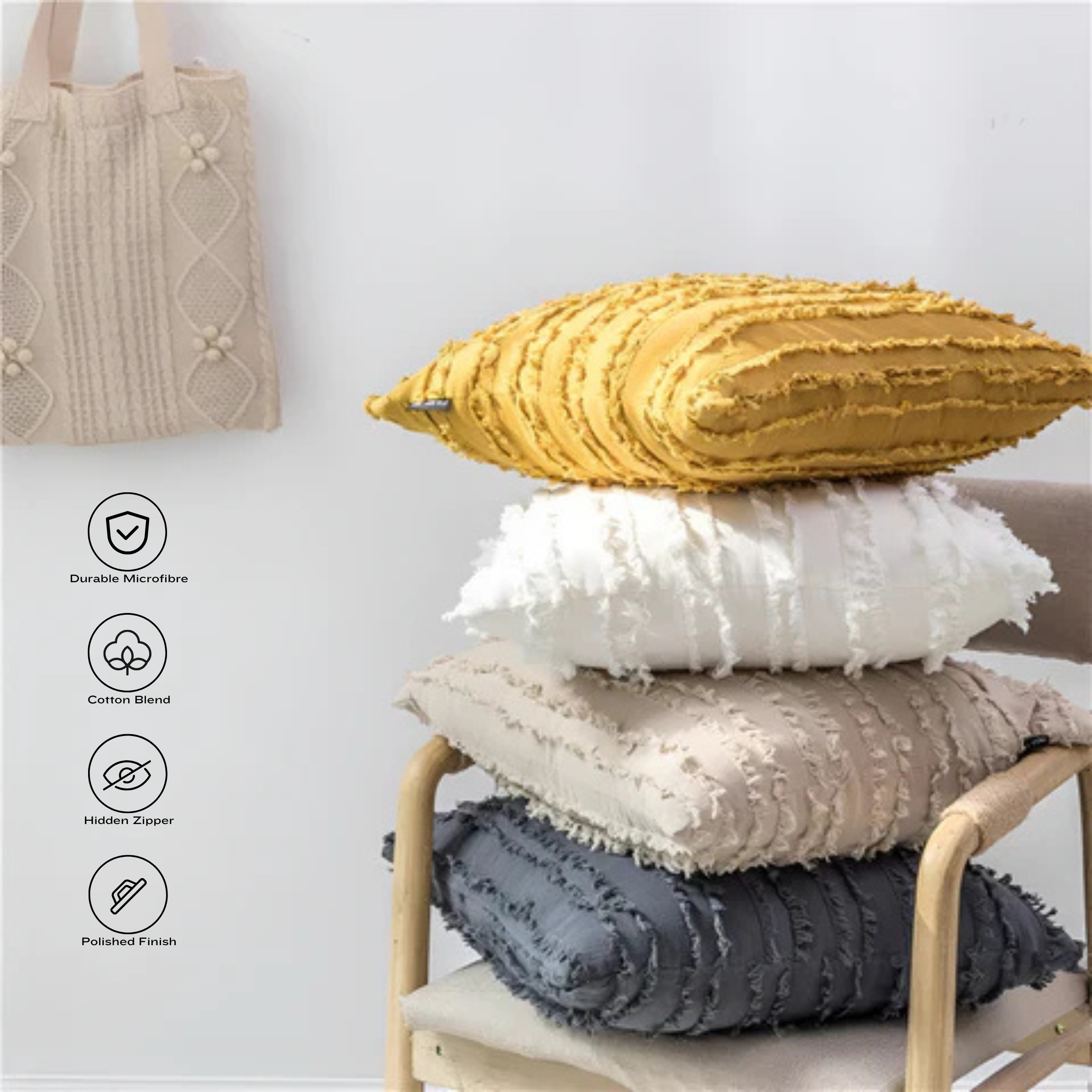 Bohemian Cushion Cover Layered with Geometric Embroidery
