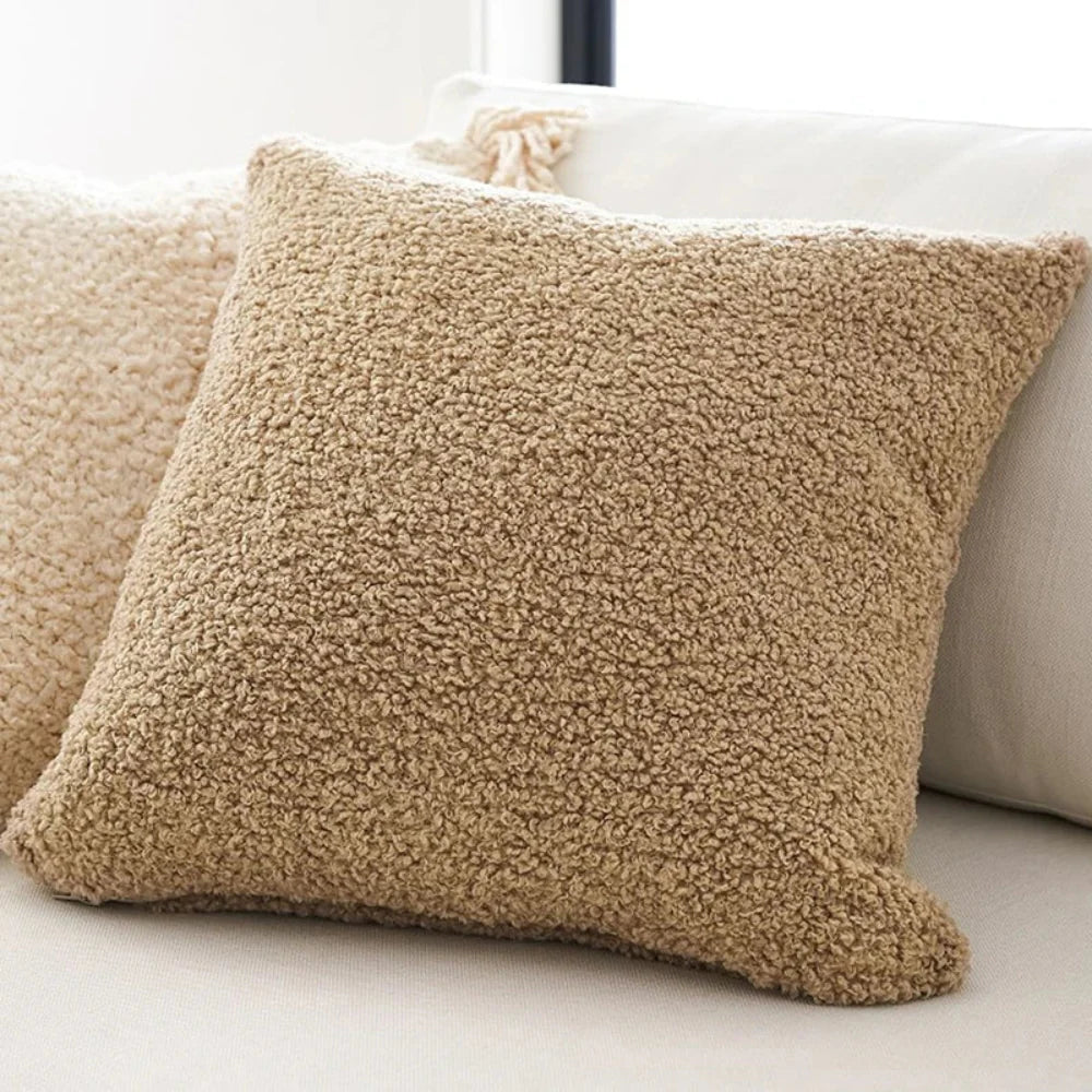 Cozy Teddy Boucle Handwoven Cushion Cover