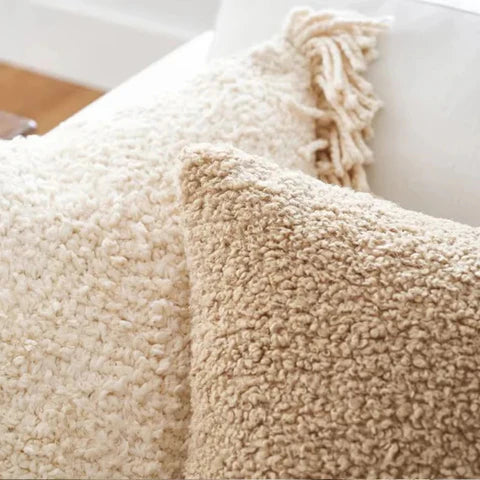 Cozy Teddy Boucle Handwoven Cushion Cover