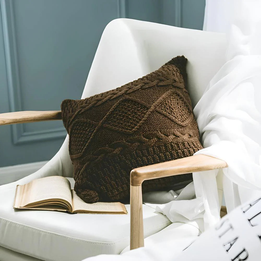 Classic Knitted Plaited Cushion Cover