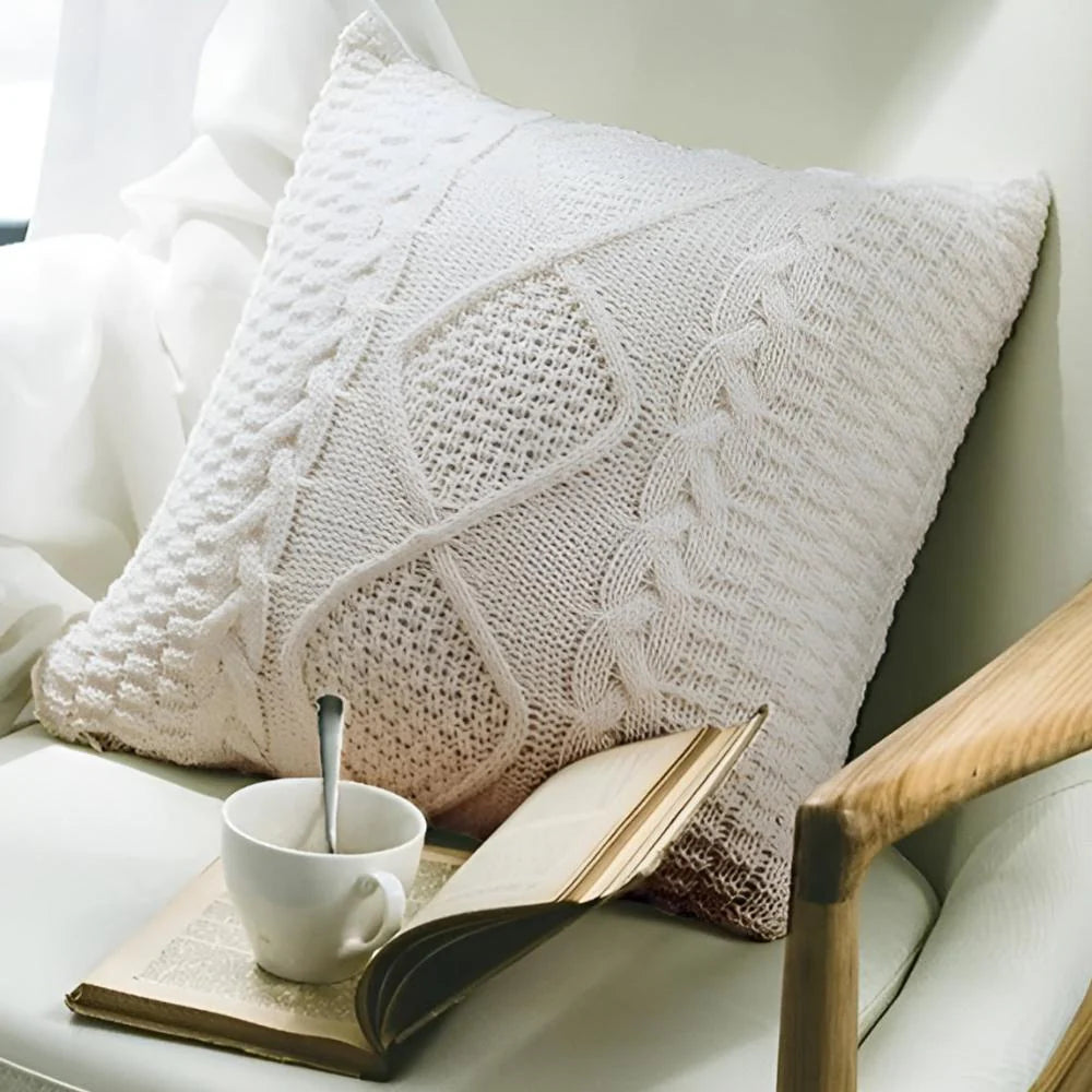 Classic Knitted Plaited Cushion Cover