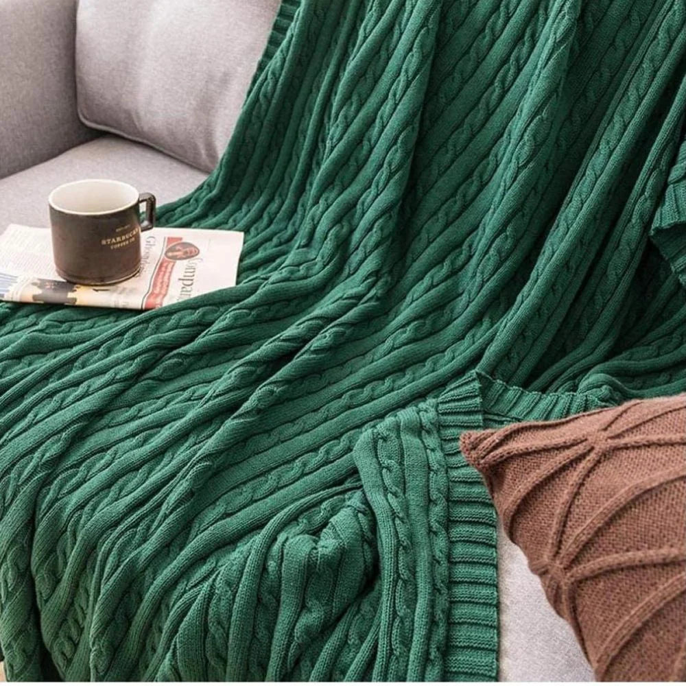 Cozy Braid-Design Cotton Throw