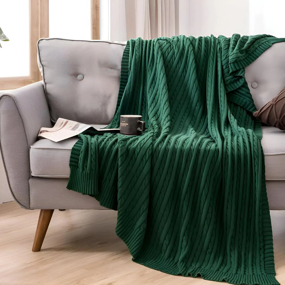 Cozy Braid-Design Cotton Throw