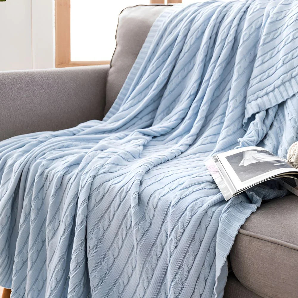 Cozy Braid-Design Cotton Throw