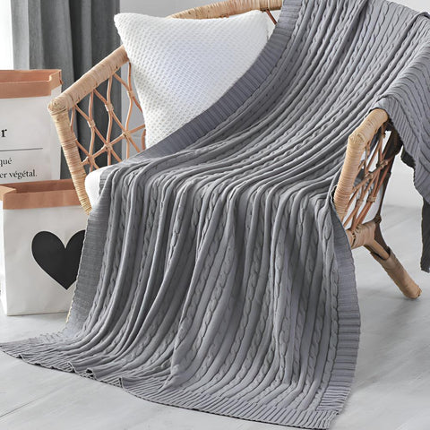 Cozy Braid-Design Cotton Throw