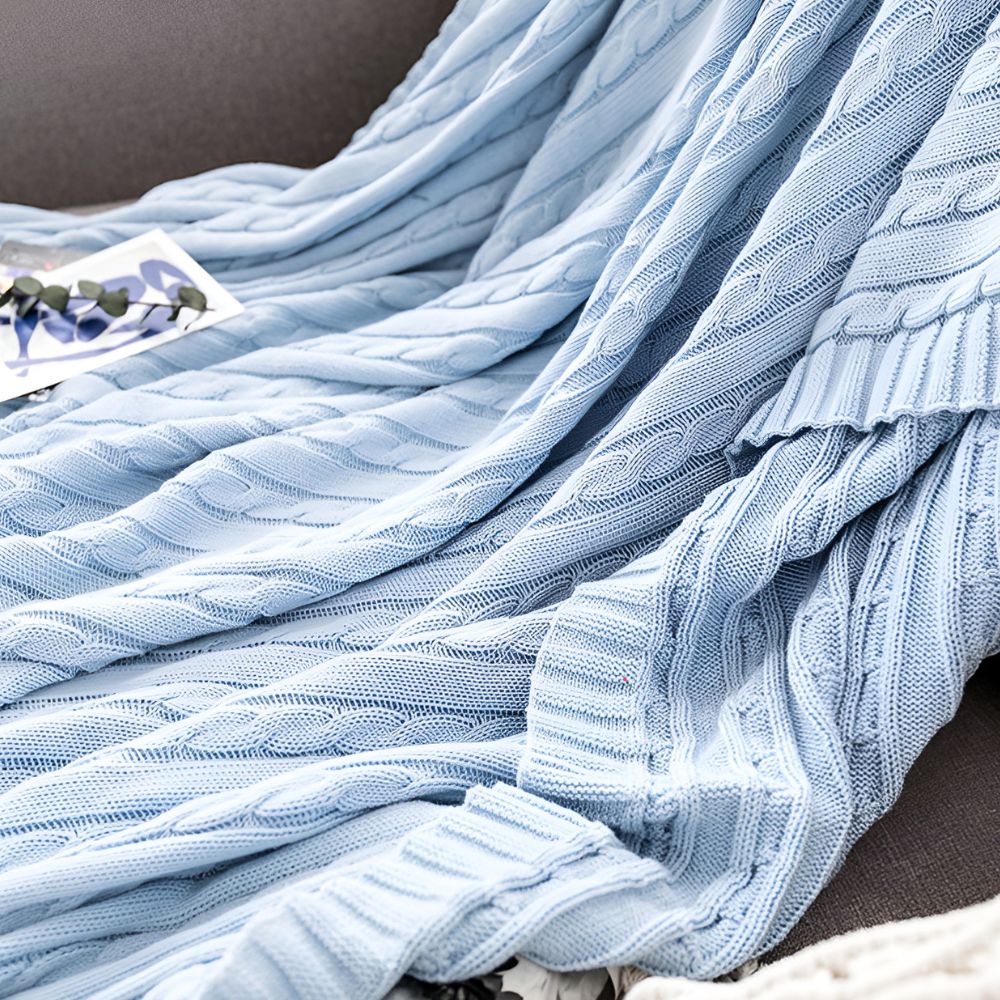 Cozy Braid-Design Cotton Throw