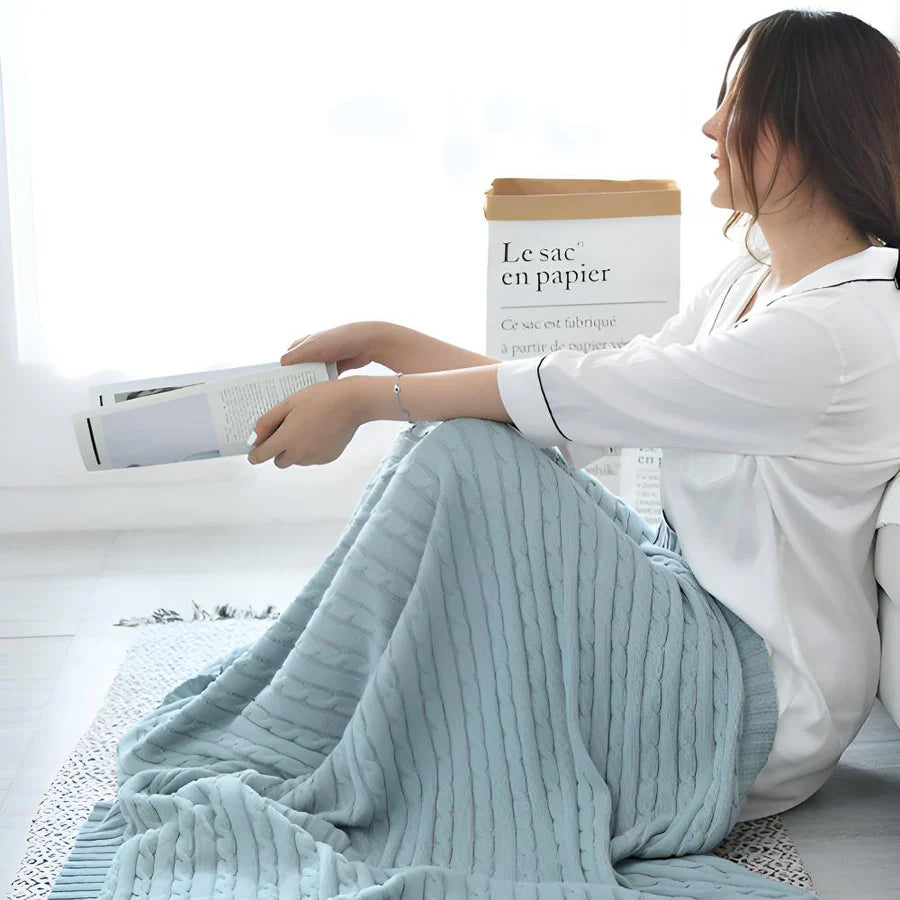 Cozy Braid-Design Cotton Throw