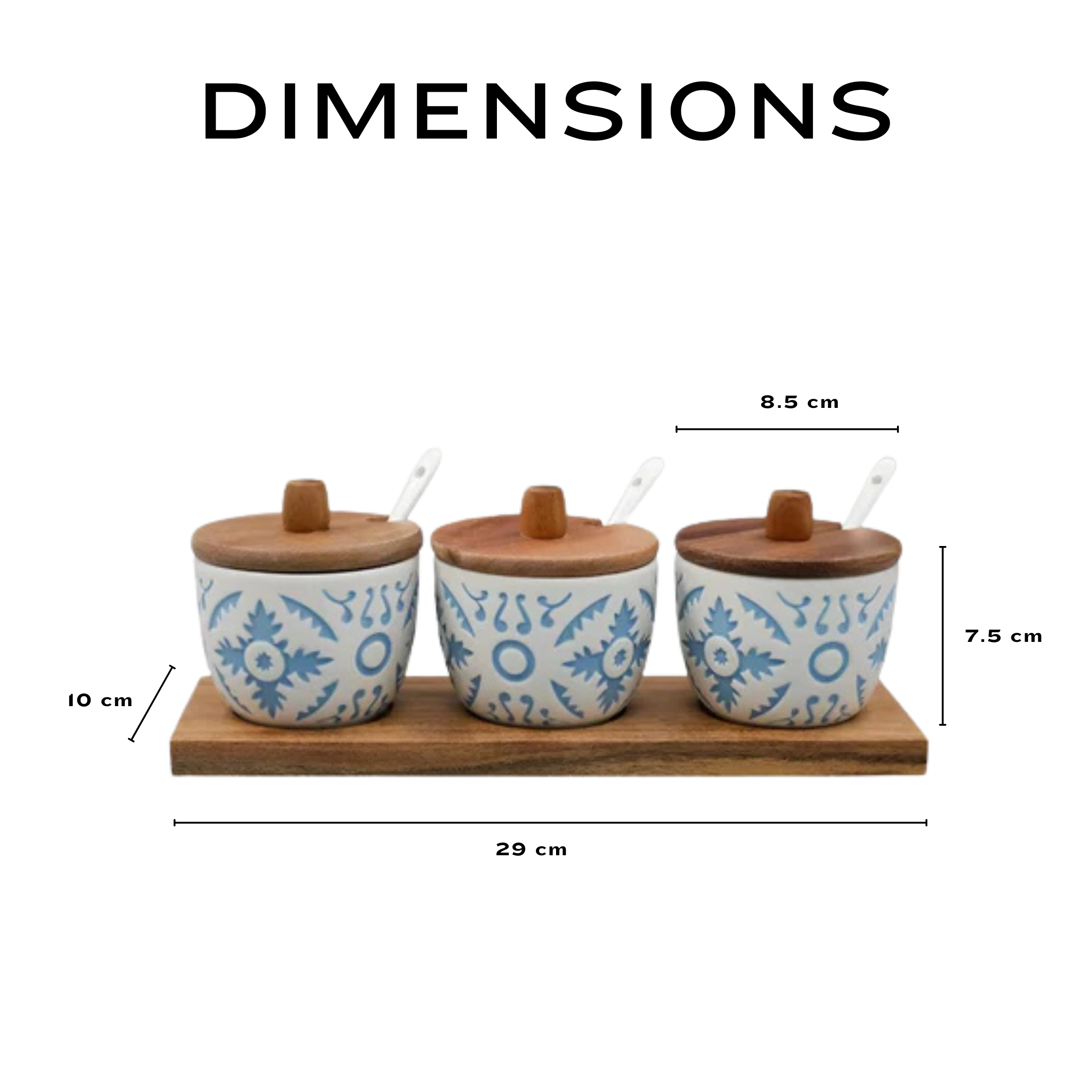 Artistic Bamboo-Lid Ceramic Spice Jars | 3-Piece Set