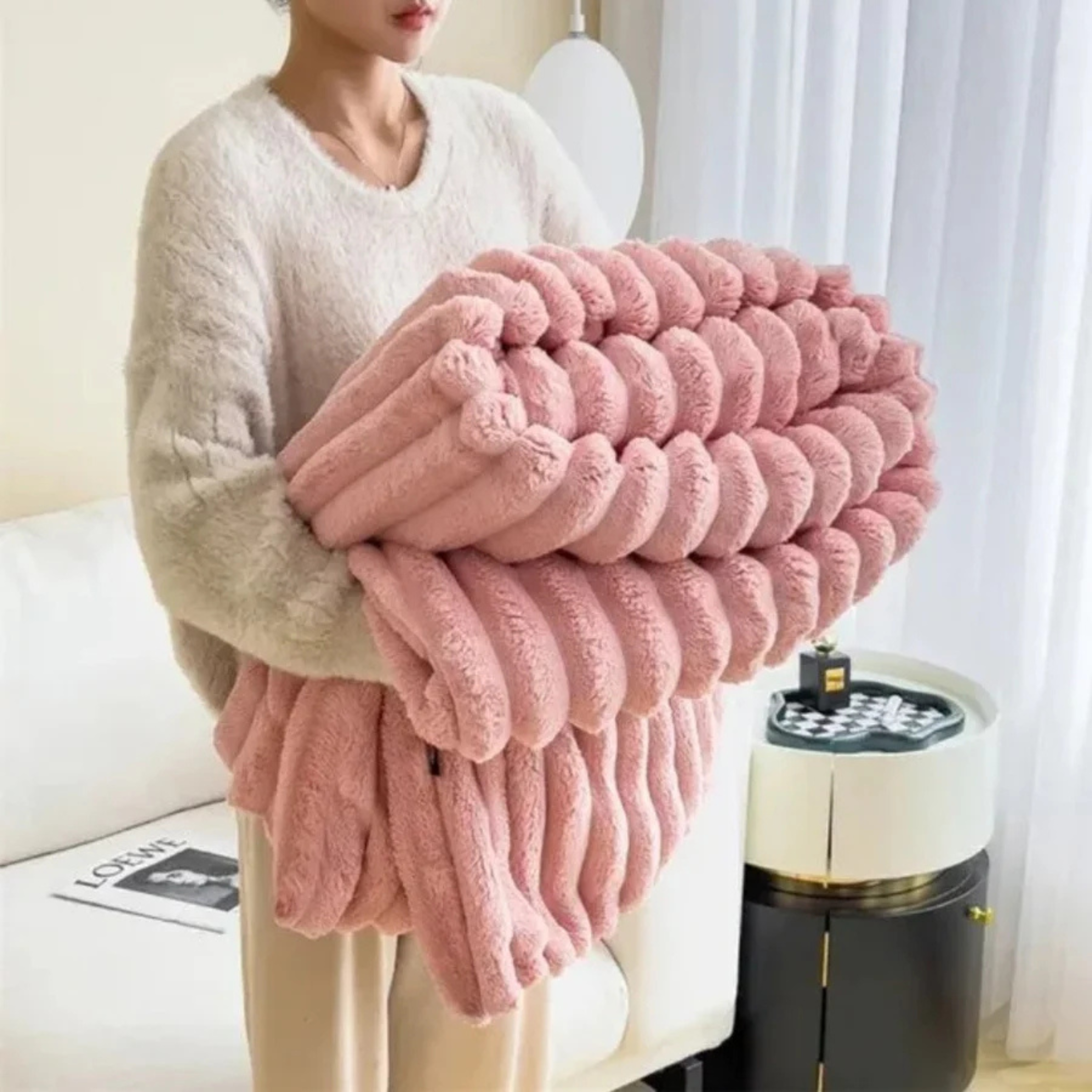 Ultimate Comfort Ribbed Faux Fur Blanket