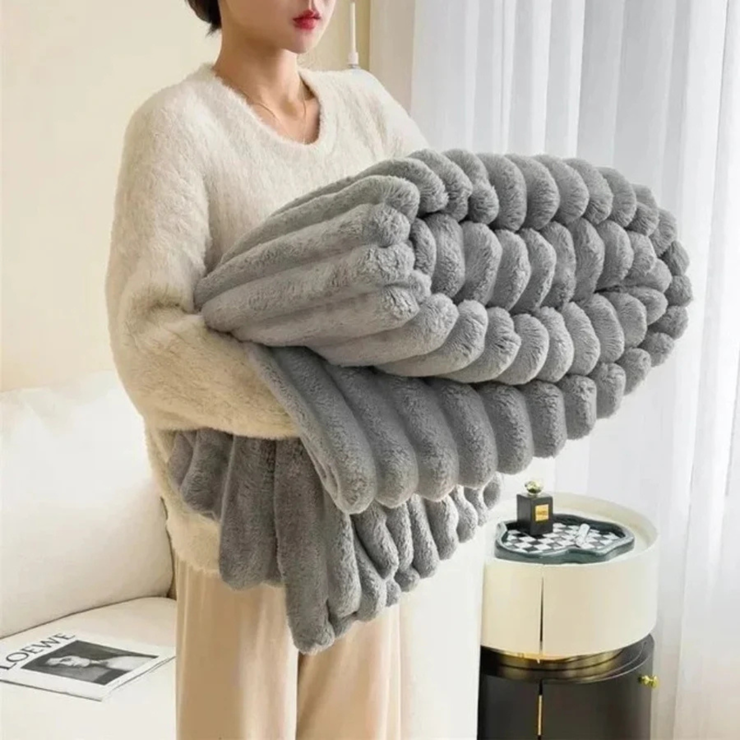 Ultimate Comfort Ribbed Faux Fur Blanket