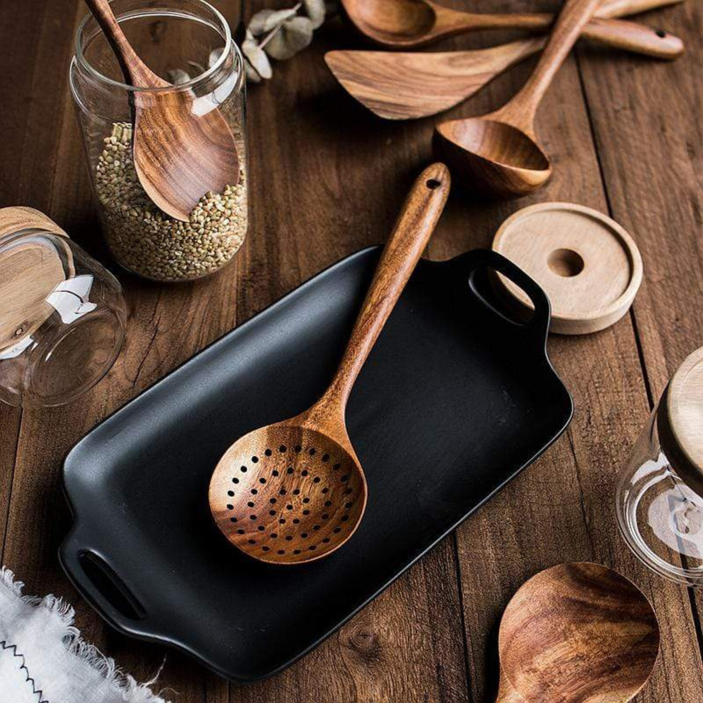 Premium Handcrafted Wooden Kitchen Utensils | 7-Piece Set