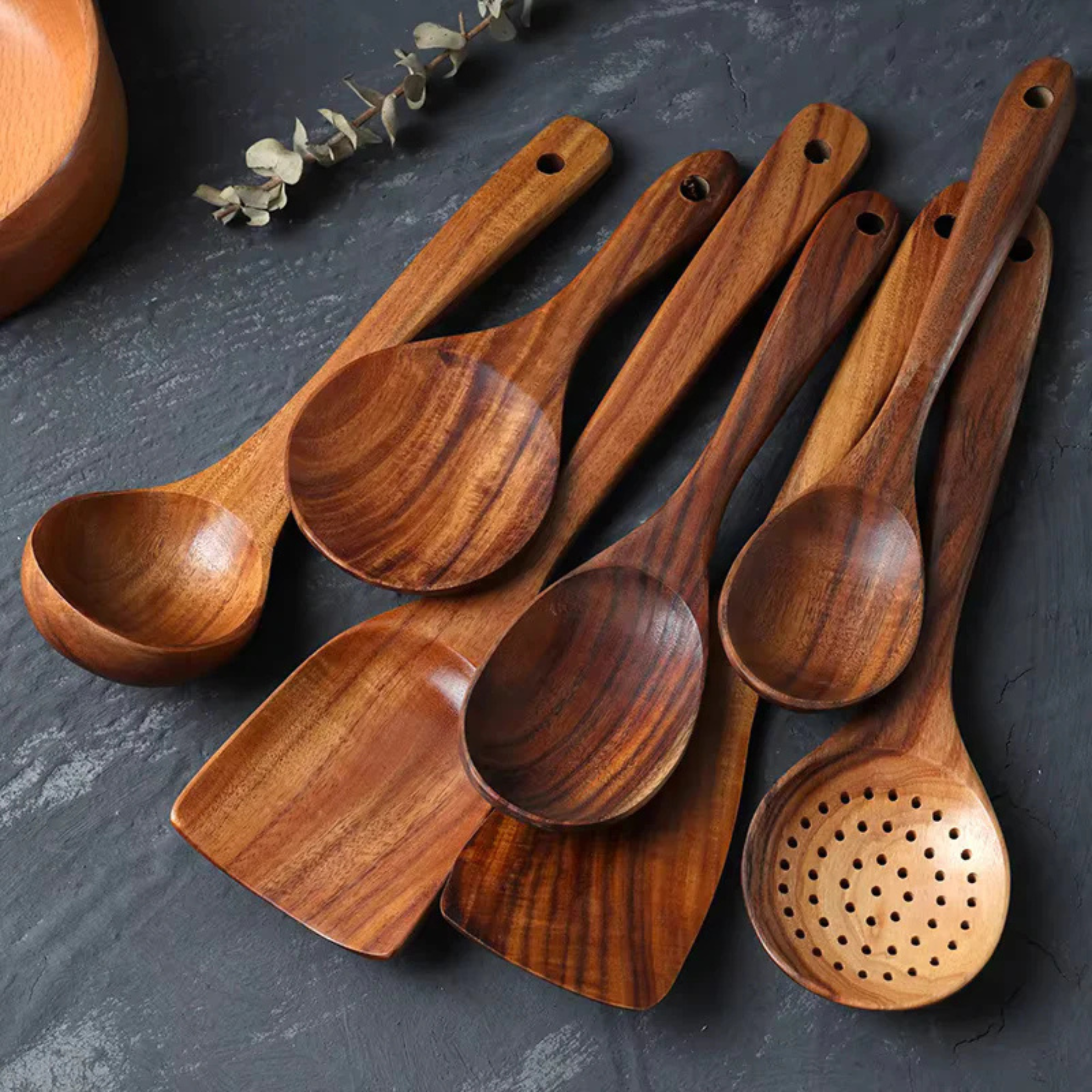 Premium Handcrafted Wooden Kitchen Utensils | 7-Piece Set