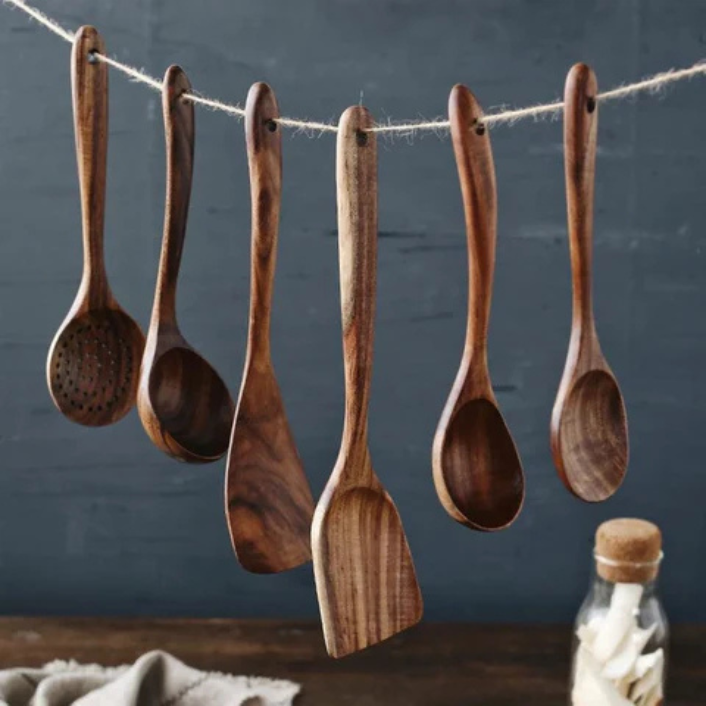 Premium Handcrafted Wooden Kitchen Utensils | 7-Piece Set