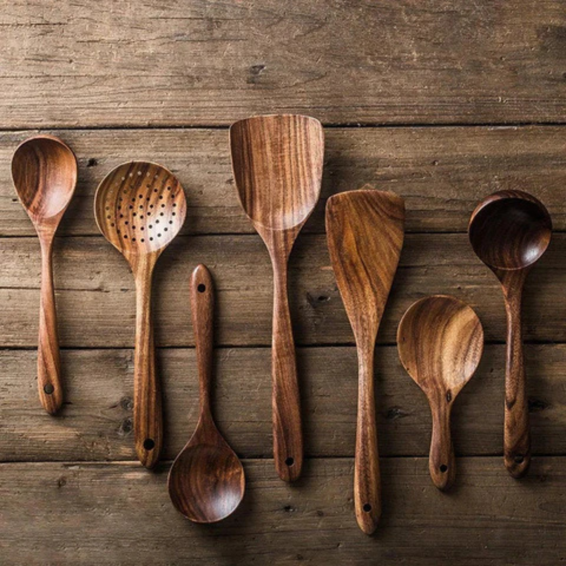 Premium Handcrafted Wooden Kitchen Utensils | 7-Piece Set