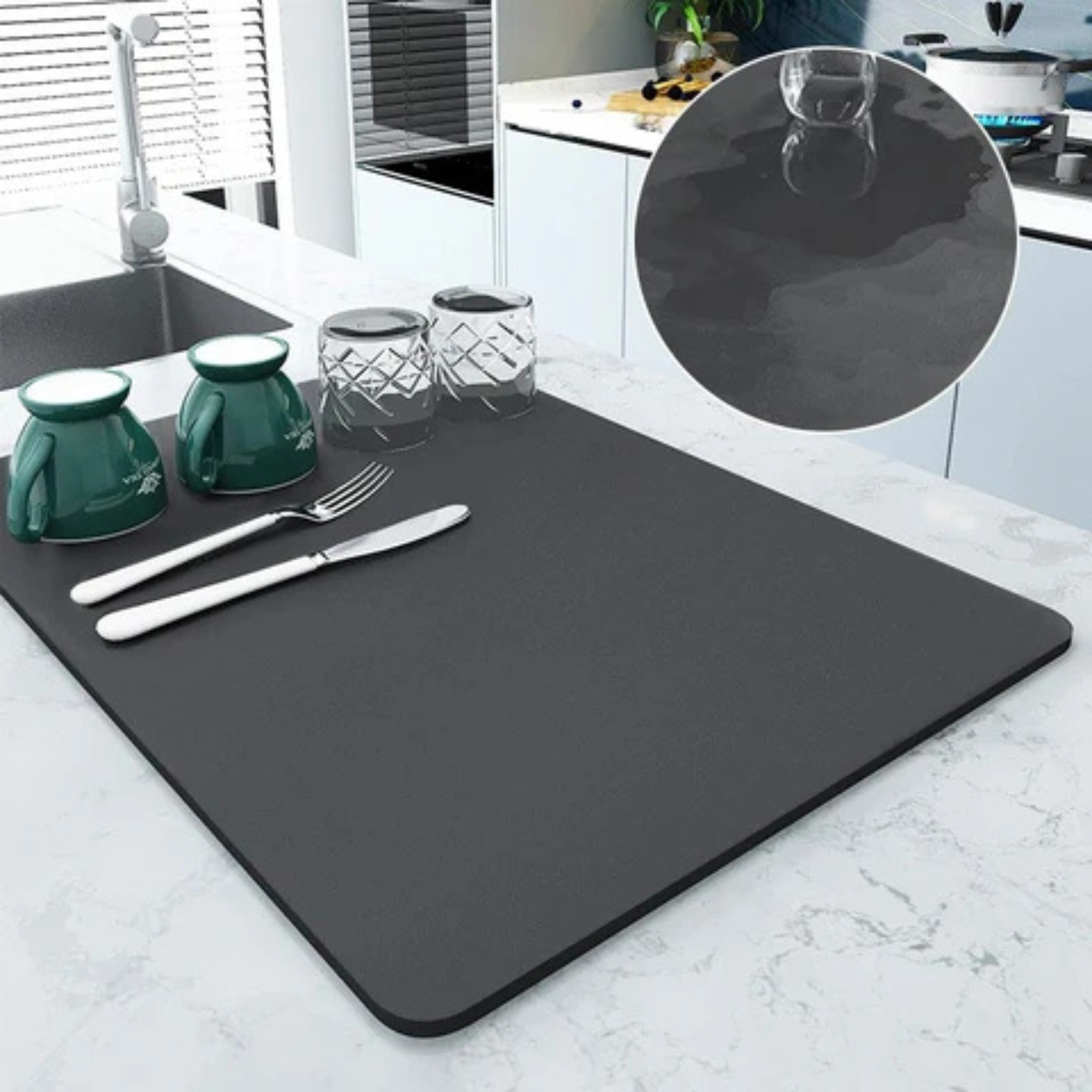 Ultra-Absorbent & Fast-Drying Kitchen Dish Mat
