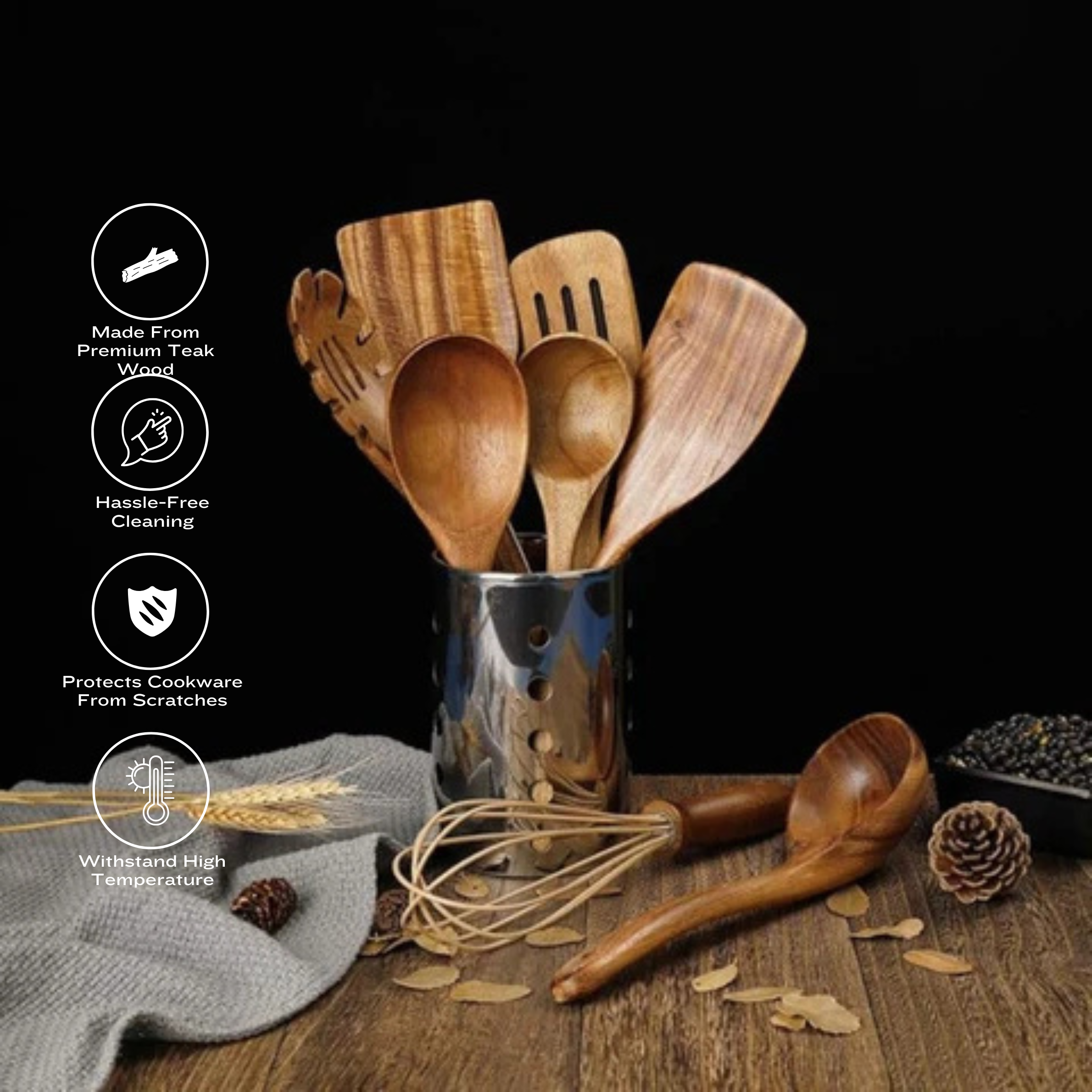 7-Piece Exquisite Wooden Kitchen Utensils Set