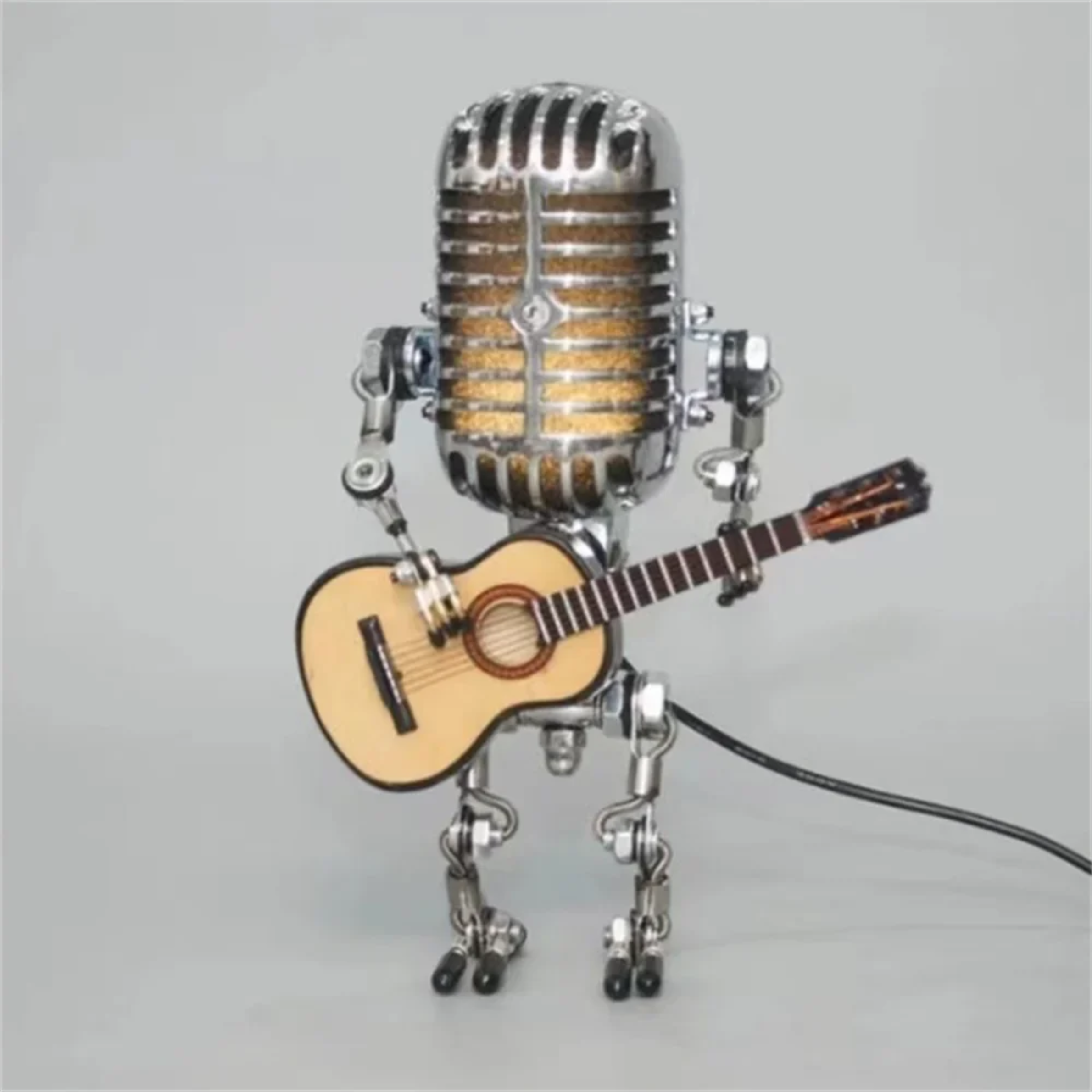 Retro Punk Robot with Guitar Table Lamp