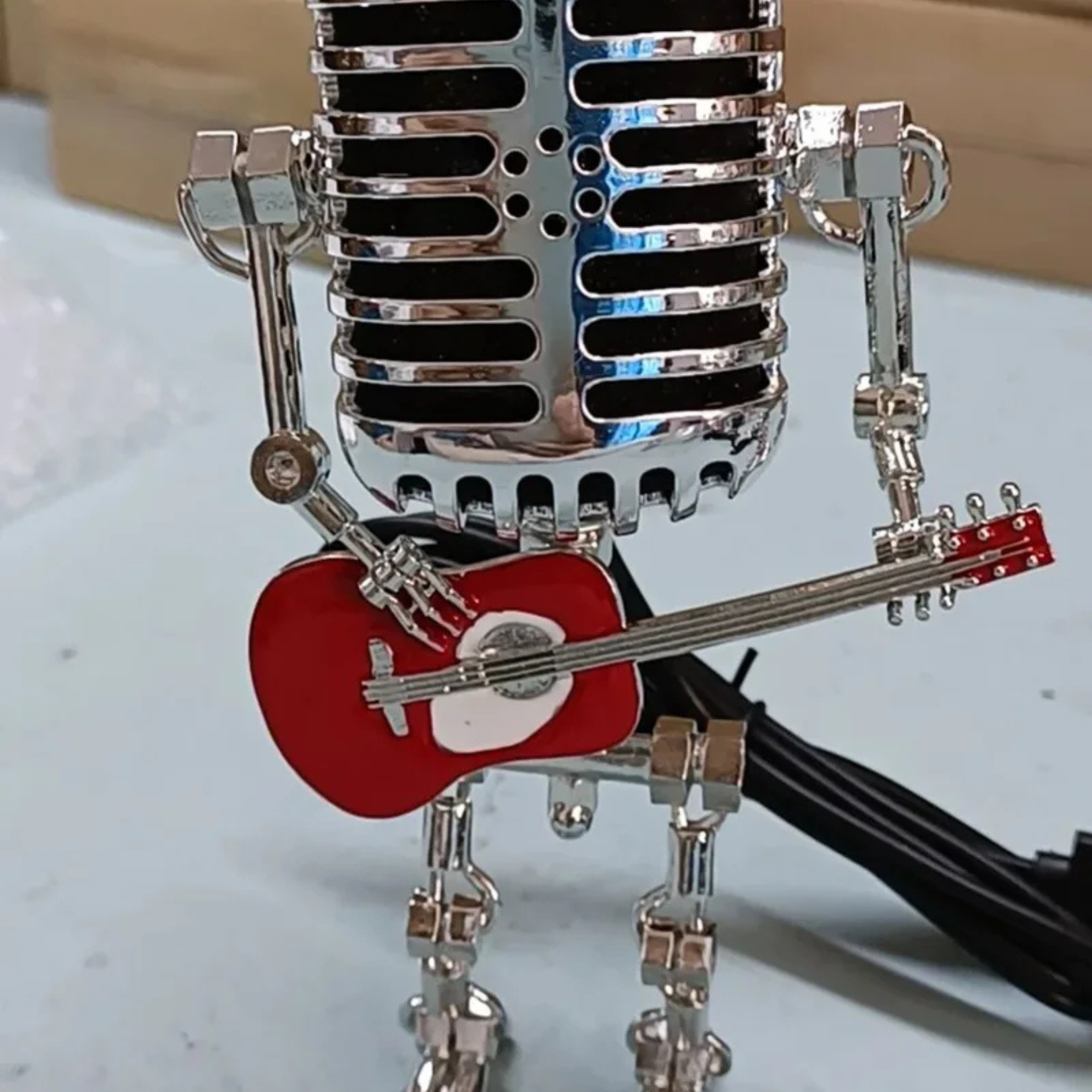 Retro Punk Robot with Guitar Table Lamp