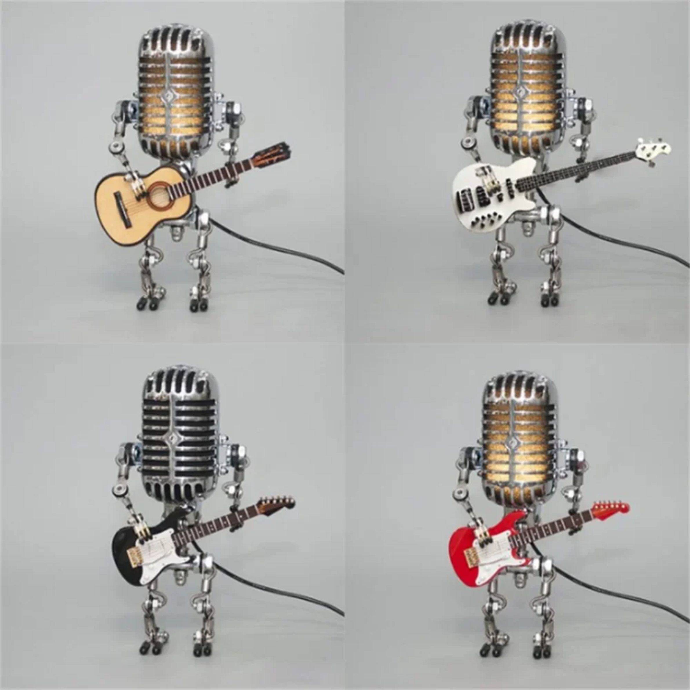Retro Punk Robot with Guitar Table Lamp