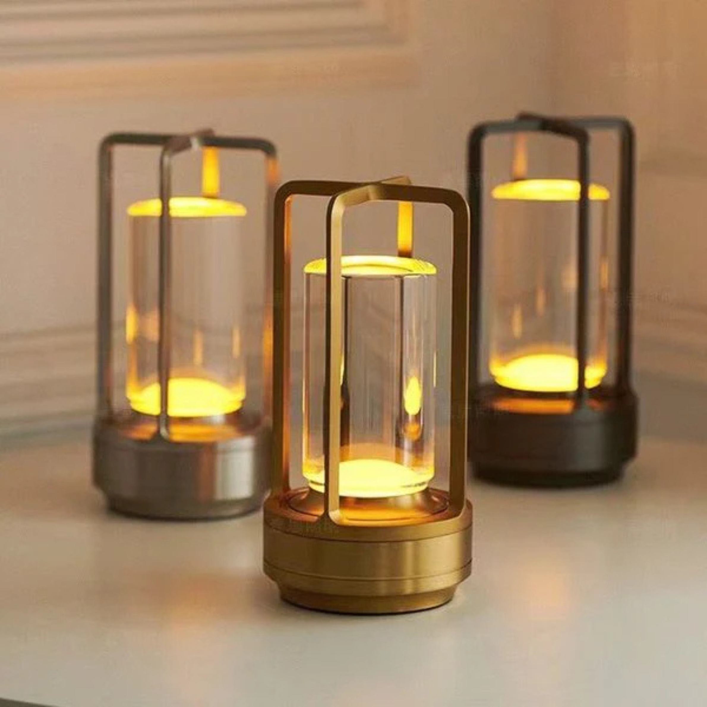 Modern Luxe Crystal Lantern Wireless Table Lamp