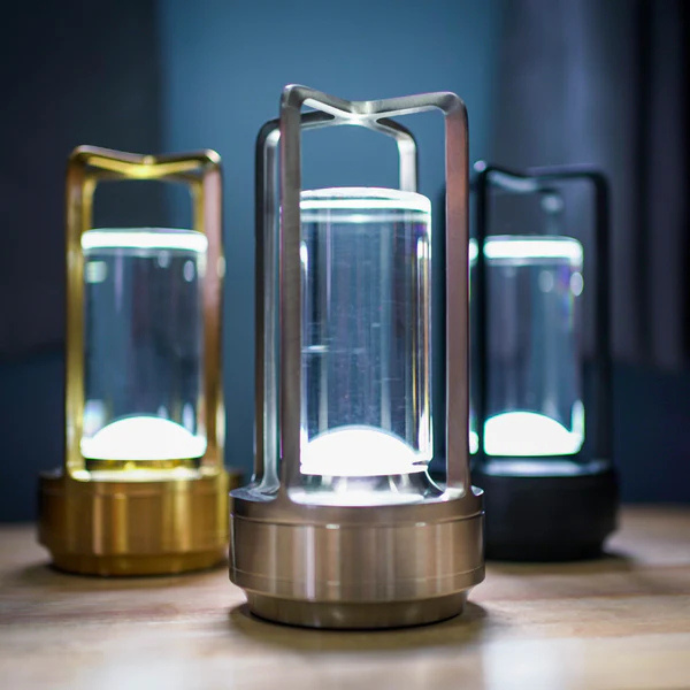 Modern Luxe Crystal Lantern Wireless Table Lamp