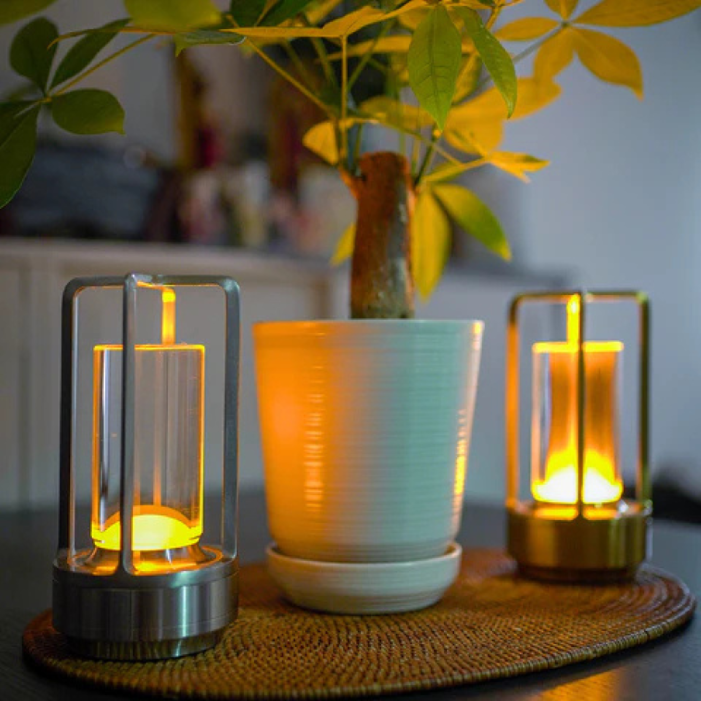 Modern Luxe Crystal Lantern Wireless Table Lamp