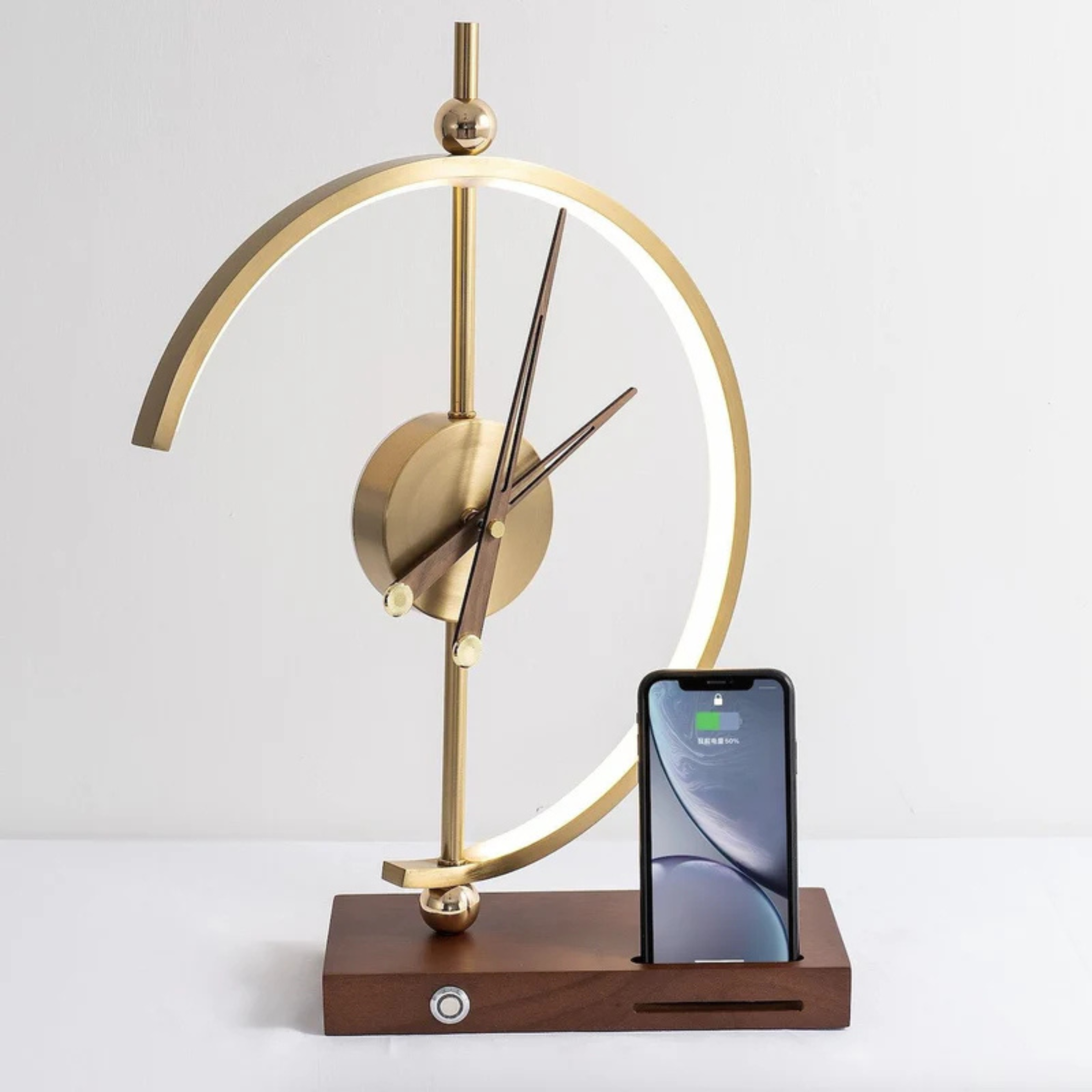 Multifunction Statement Clock Table Lamp with Wireless Charging Pad