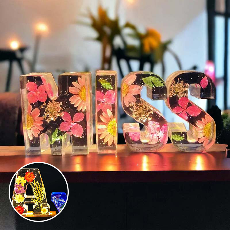 Floral Resin Alphabet Letter LED Light