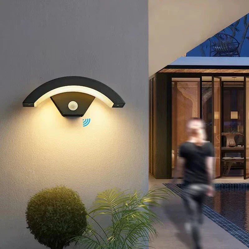 Refined Arc Glow Outdoor Sensor Wall Light
