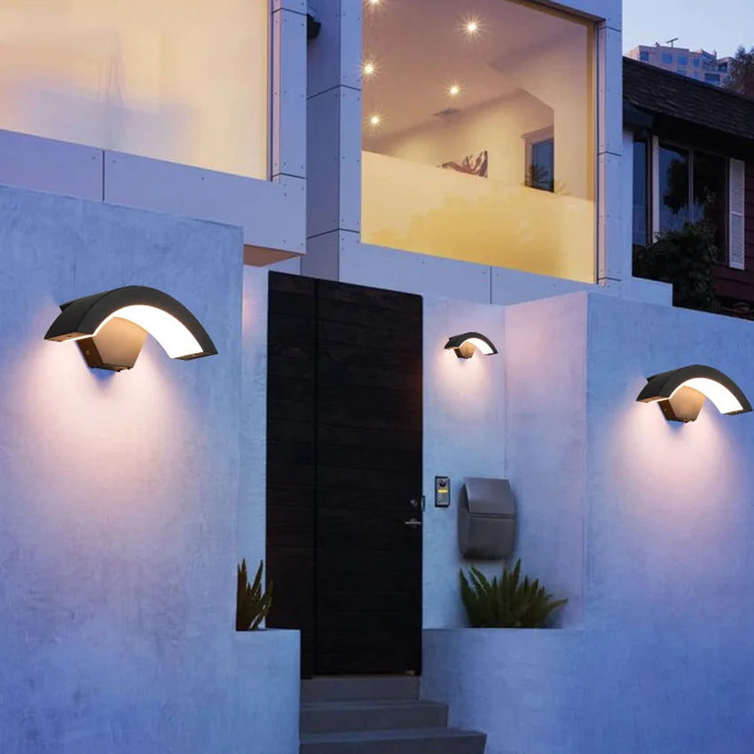 Refined Arc Glow Outdoor Sensor Wall Light