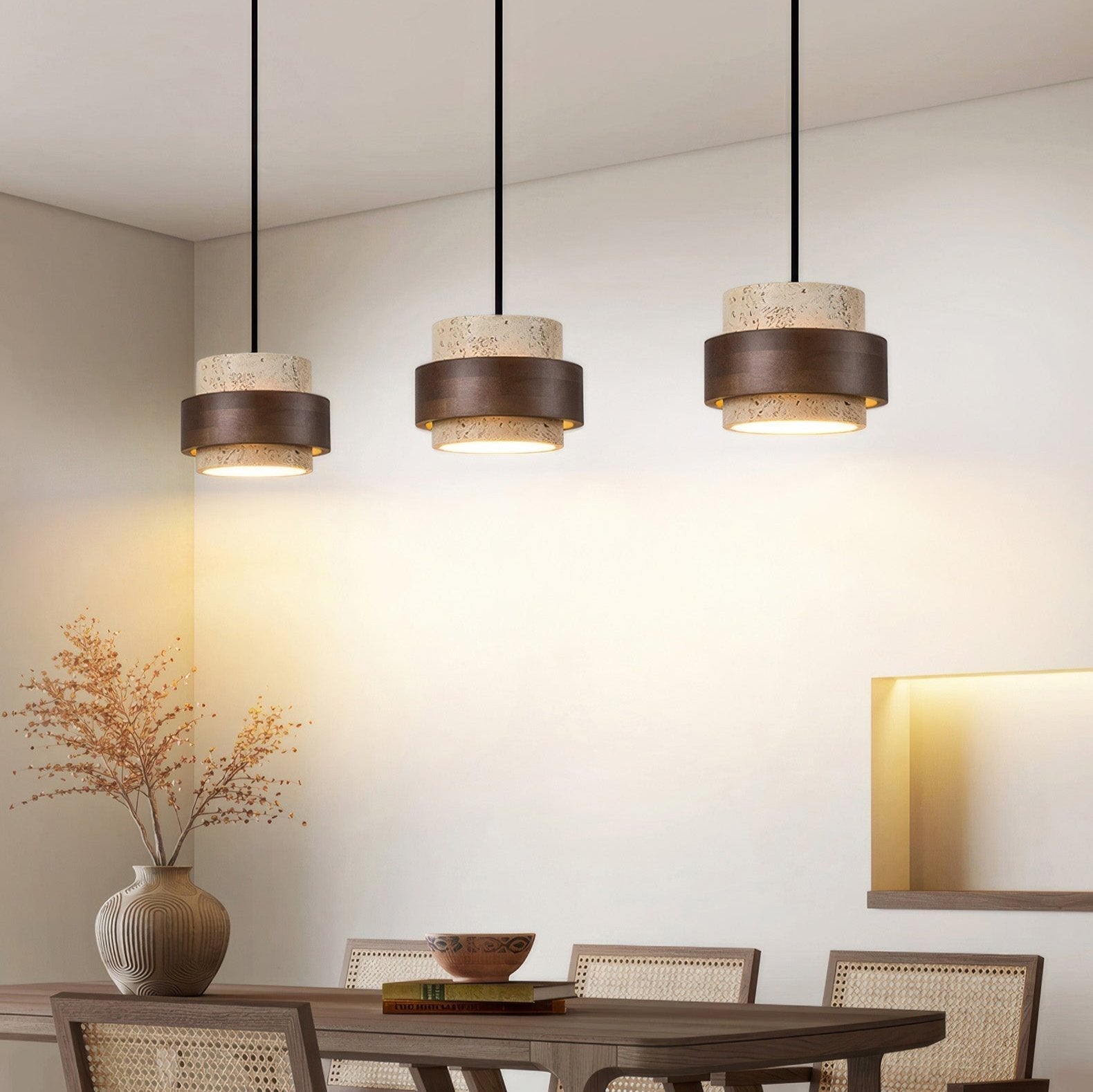Retro-Inspired Stone Pendant Light
