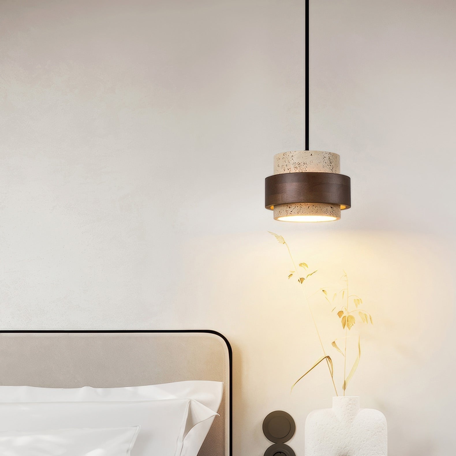 Retro-Inspired Stone Pendant Light