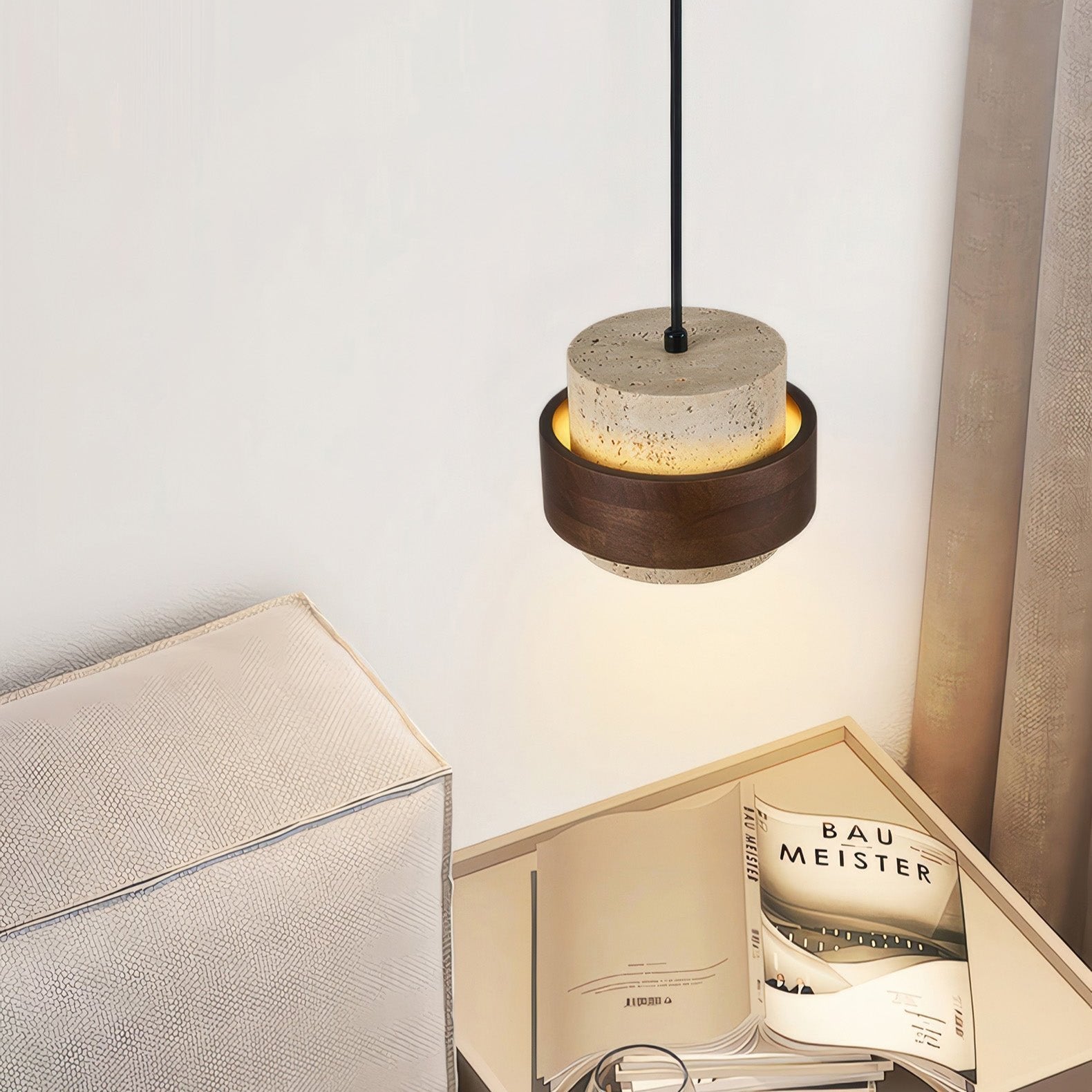 Retro-Inspired Stone Pendant Light