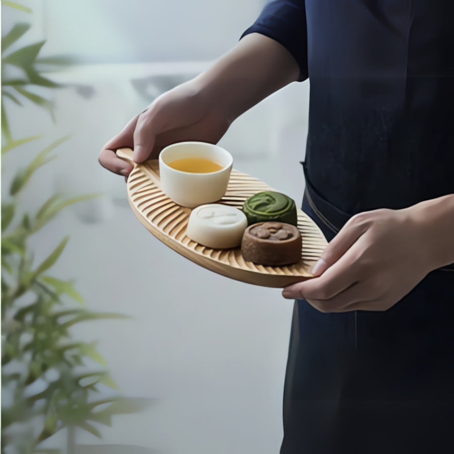 Timeless Leaf-Shape Wooden Serving Tray