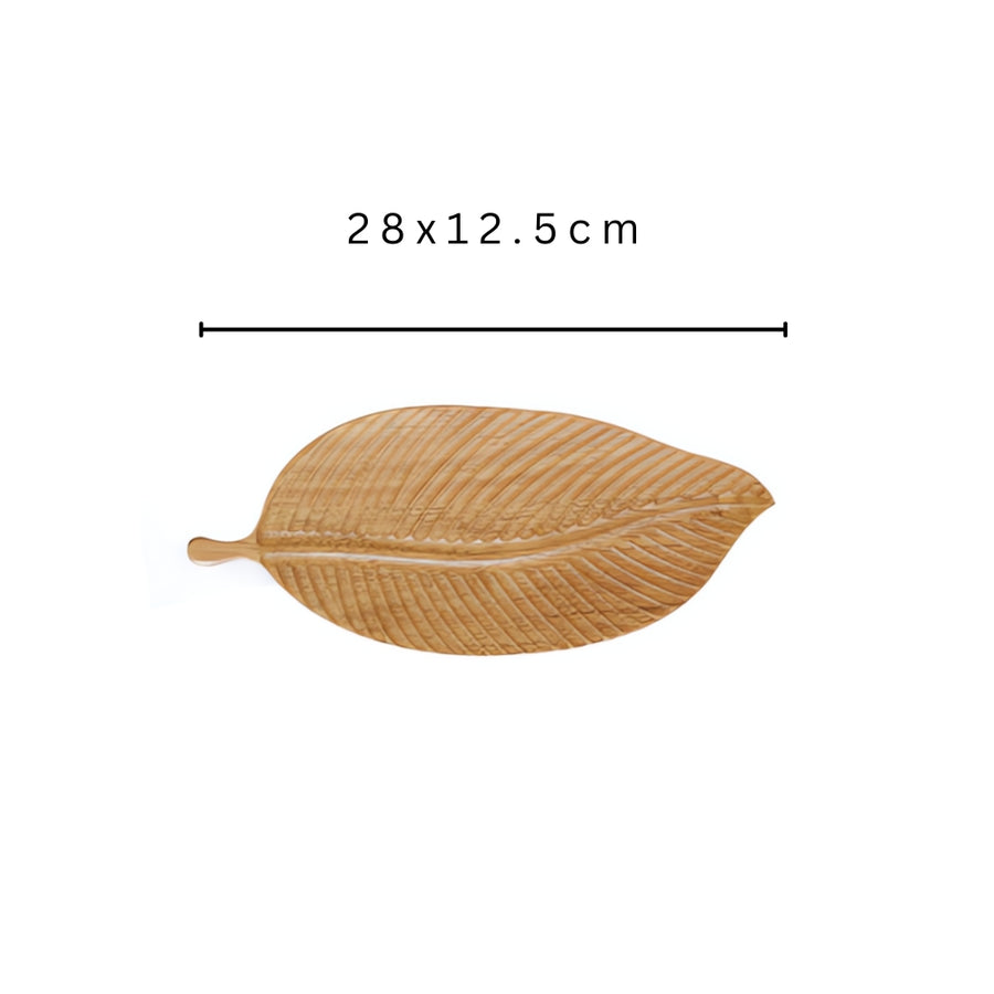 Timeless Leaf-Shape Wooden Serving Tray