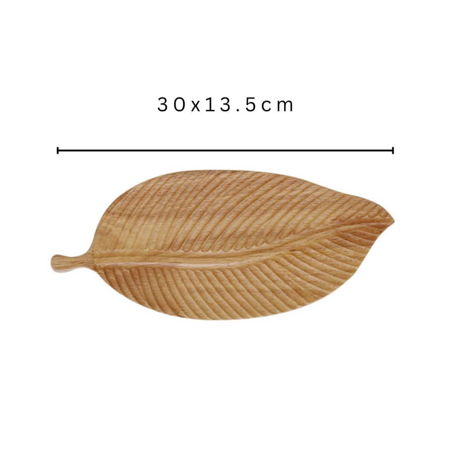 Timeless Leaf-Shape Wooden Serving Tray
