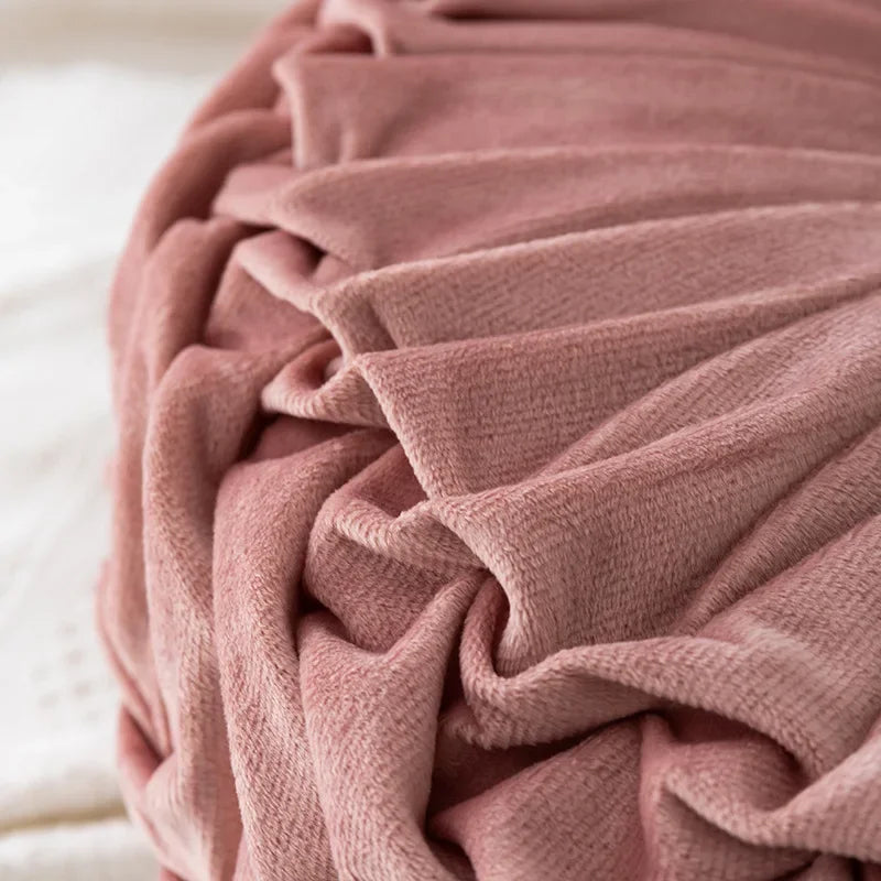 Velvety Chic Round Pleated Cushion