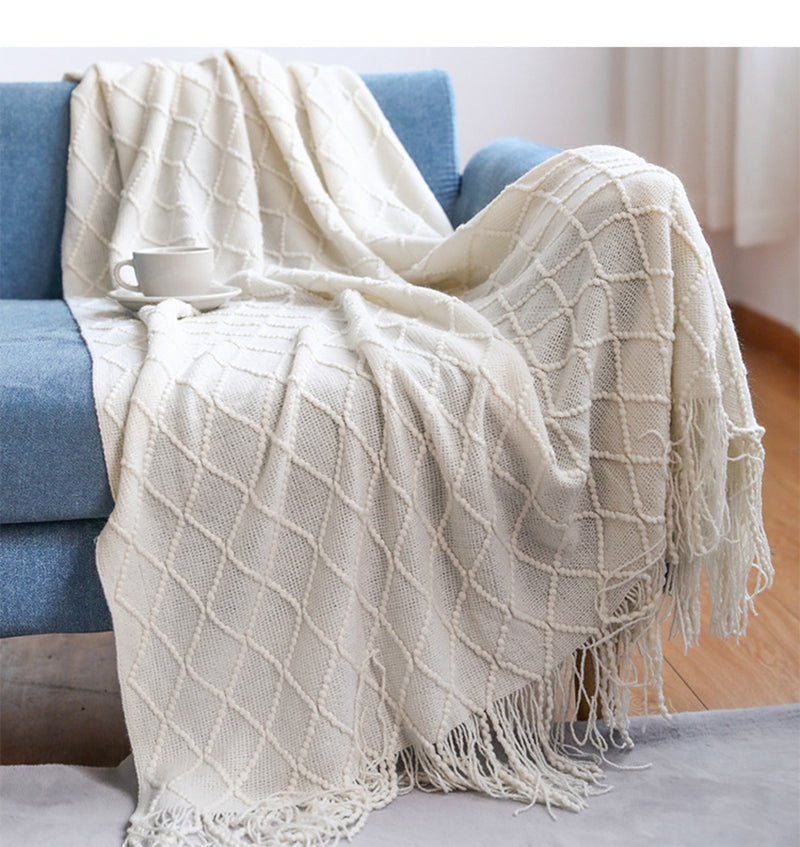 Soft Boho Knitted Throw Blanket