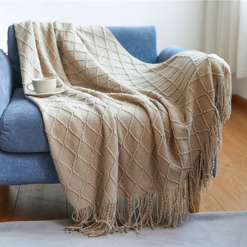 Soft Boho Knitted Throw Blanket