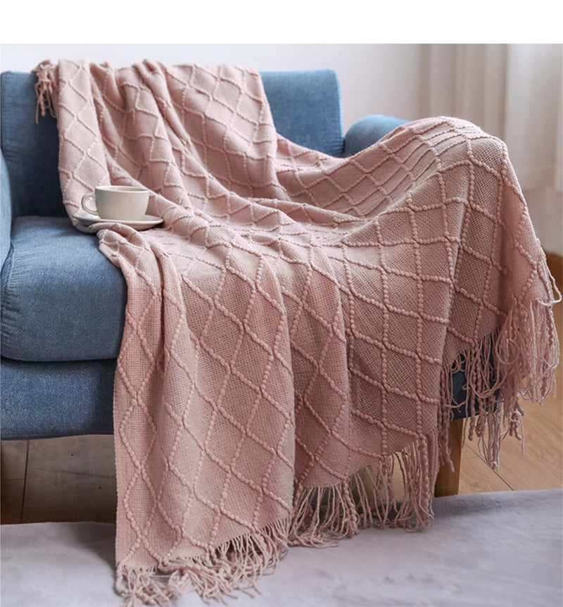 Soft Boho Knitted Throw Blanket