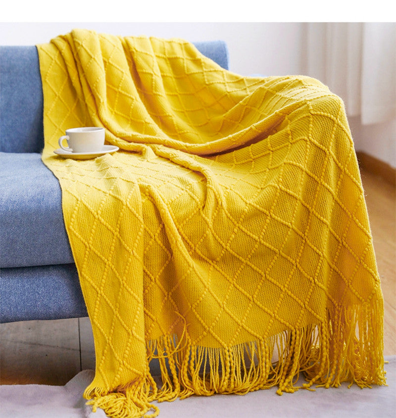 Soft Boho Knitted Throw Blanket