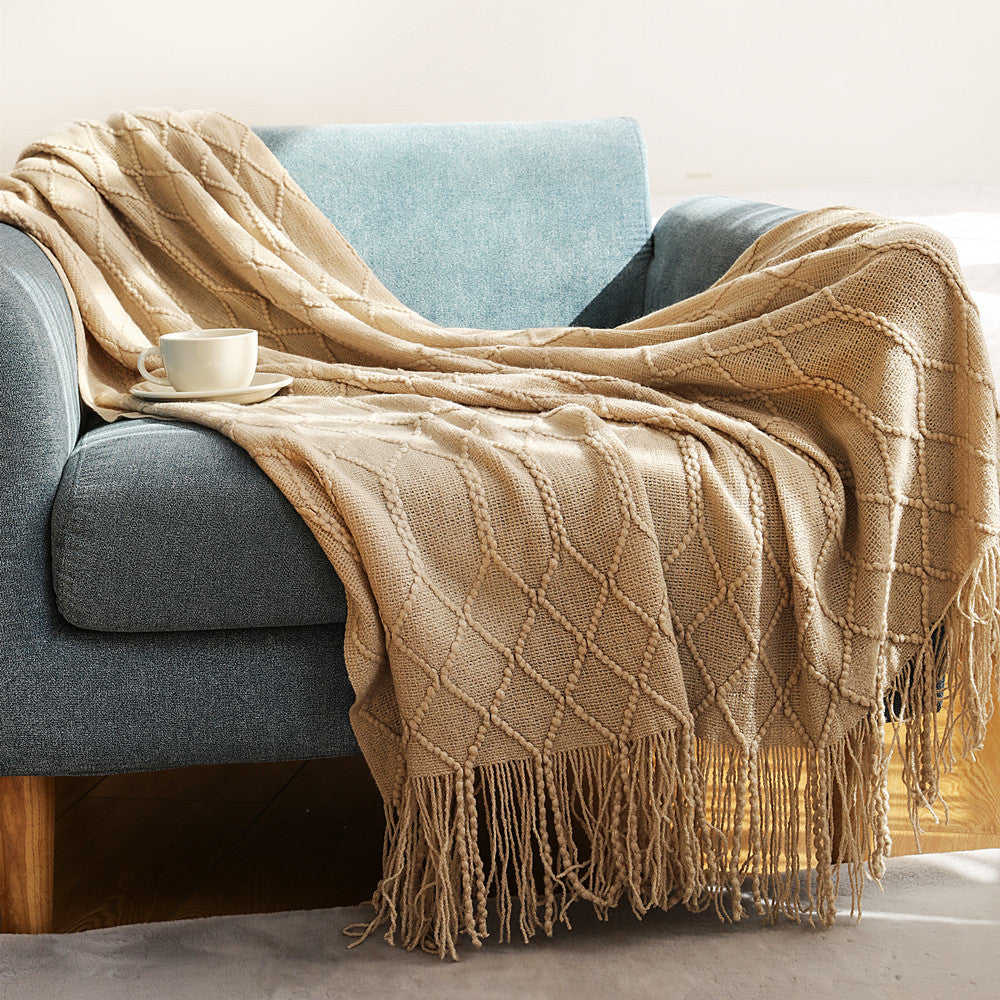 Soft Boho Knitted Throw Blanket