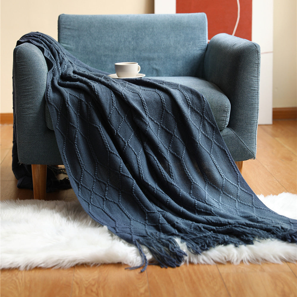 Soft Boho Knitted Throw Blanket