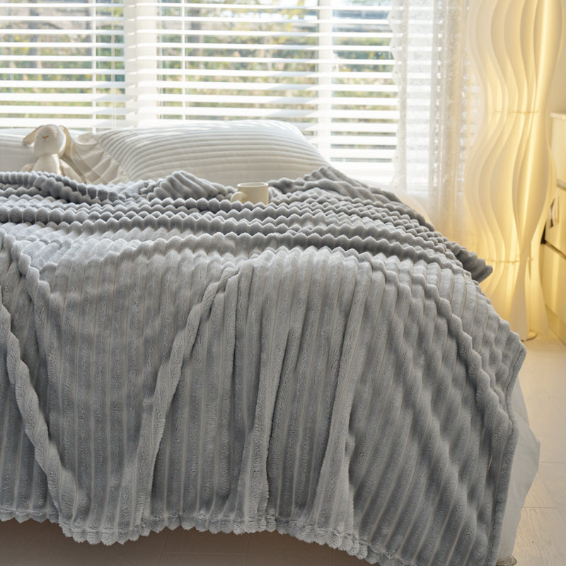 Soft Ribbed Coral Fleece Blanket