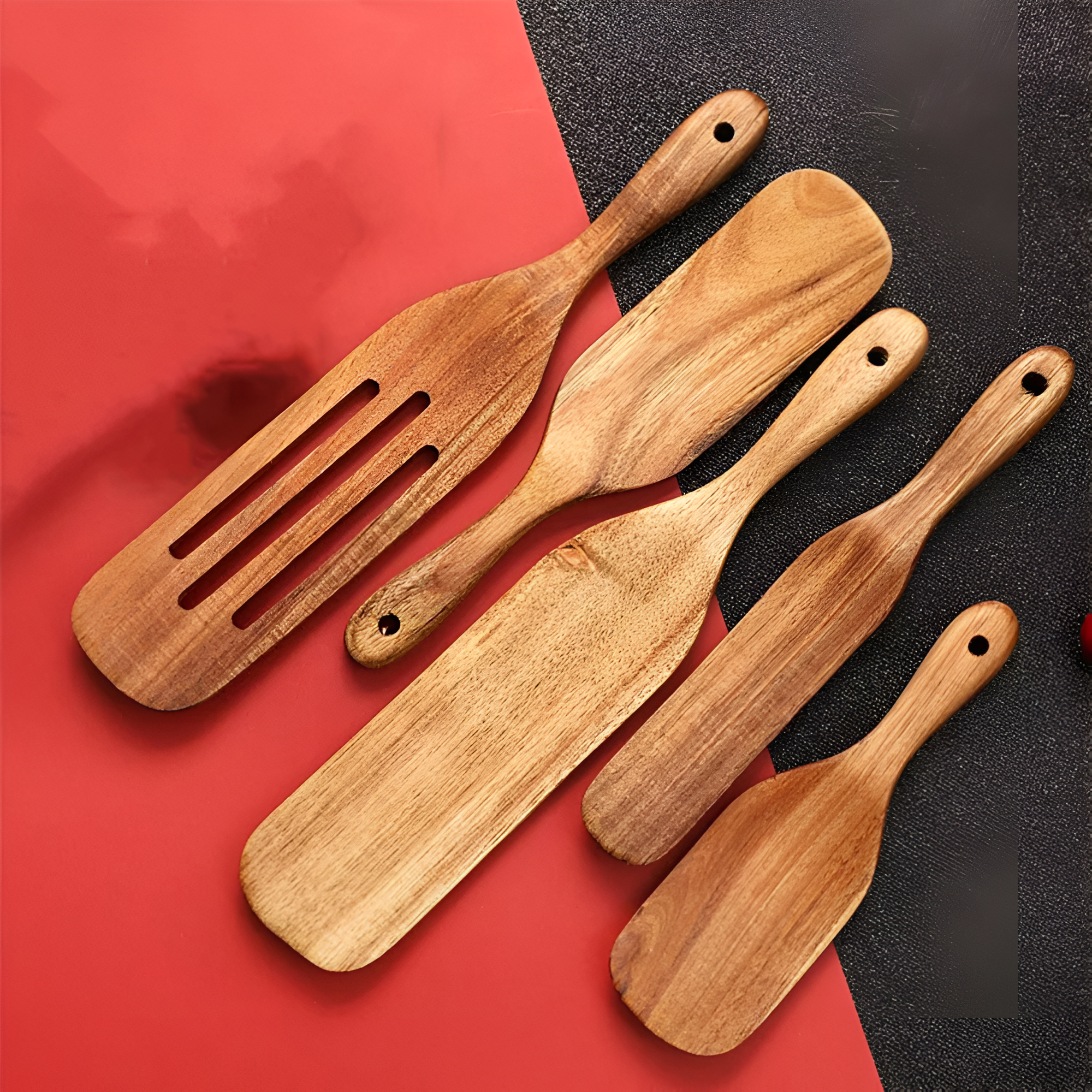 Deluxe Wooden Non-Stick Spatula Set