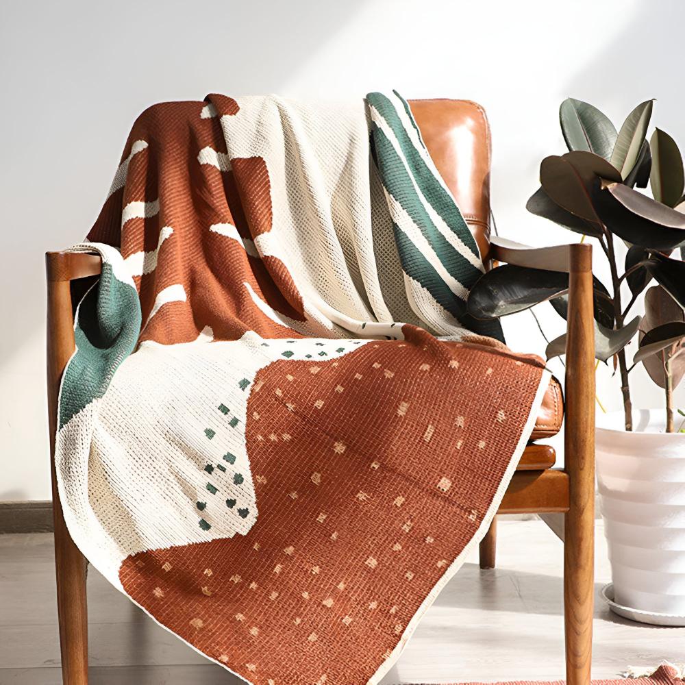 Cozy Modern Knit Blanket with Artistic Design